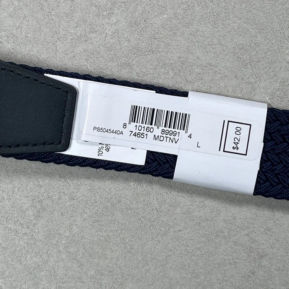 New Nike Woven Stretch Belt Men Large Navy Braided Elastic Golf PS5045440A